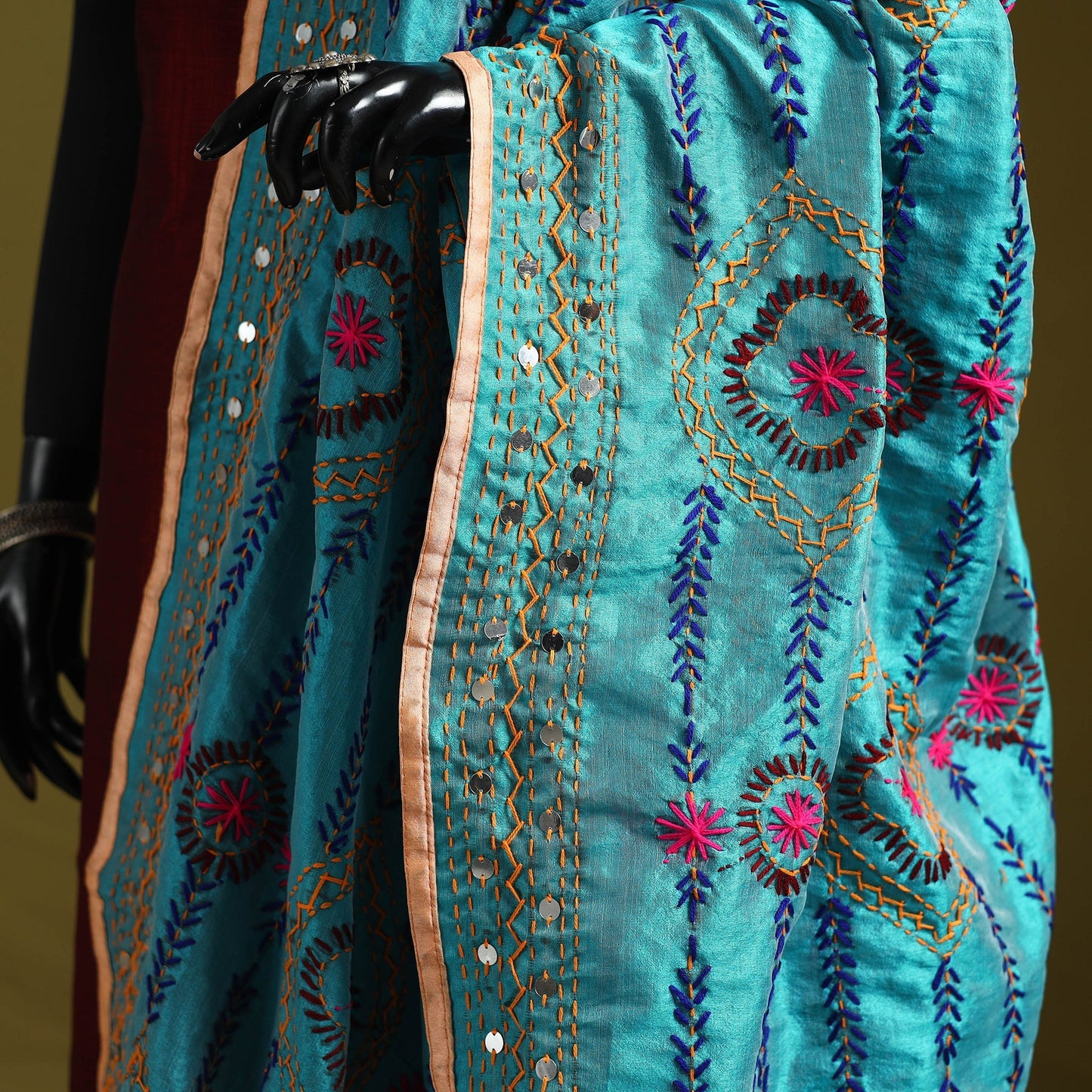 Ranihati chapa work chanderi silk hand embroidery dupatta