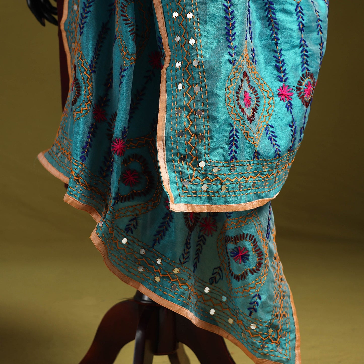 Ranihati chapa work chanderi silk hand embroidery dupatta