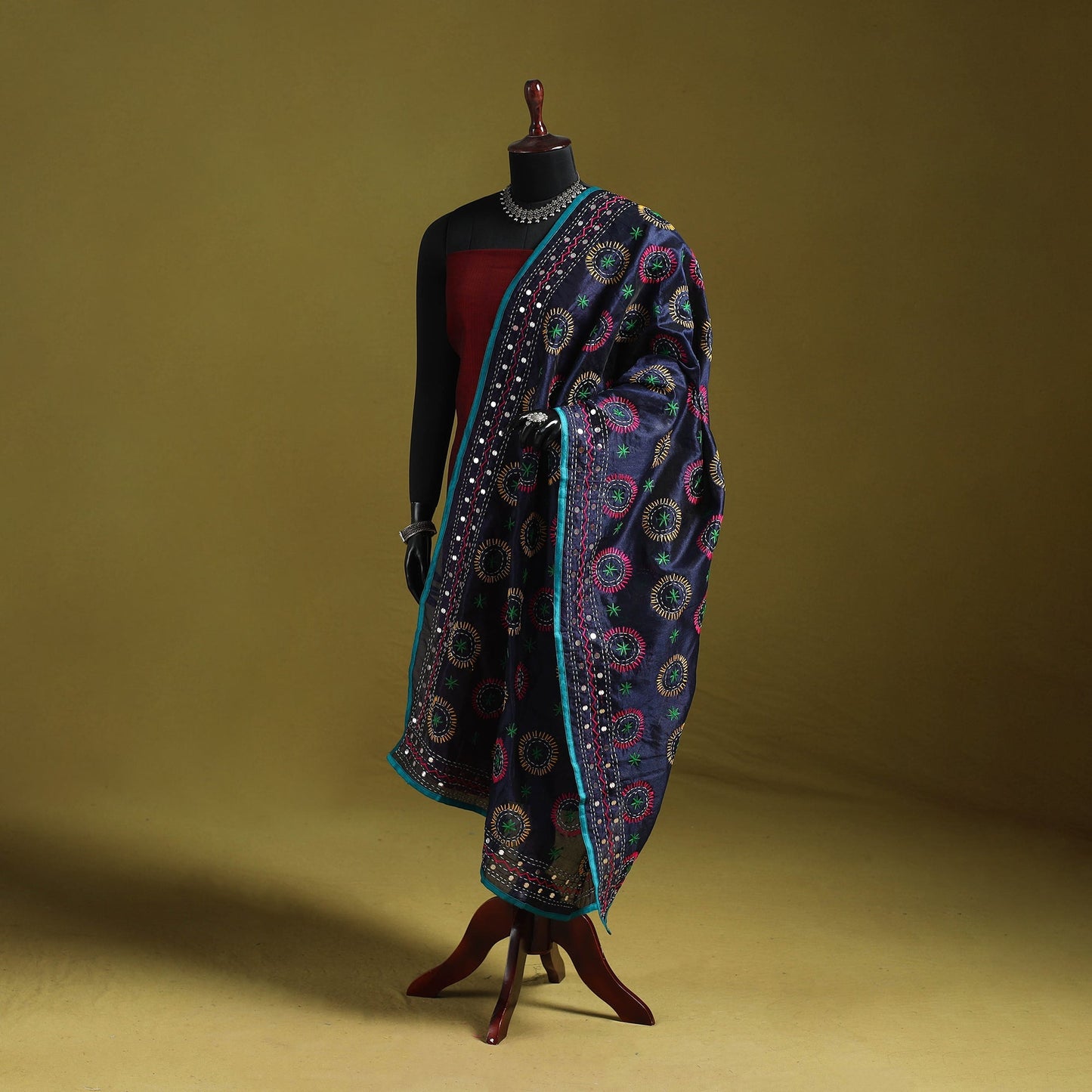 Ranihati chapa work chanderi silk hand embroidery dupatta