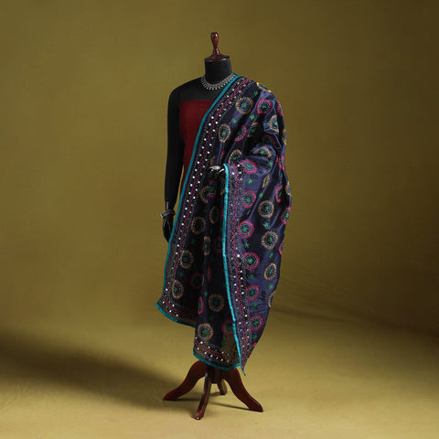 Ranihati chapa work chanderi silk hand embroidery dupatta