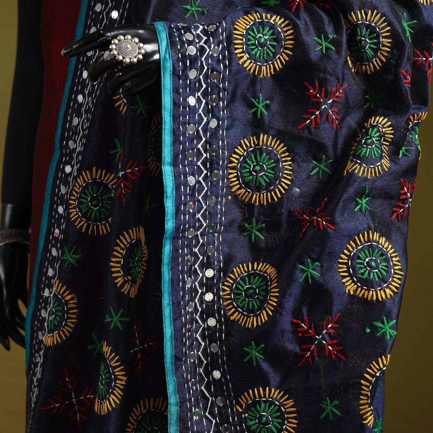 Ranihati chapa work chanderi silk hand embroidery dupatta