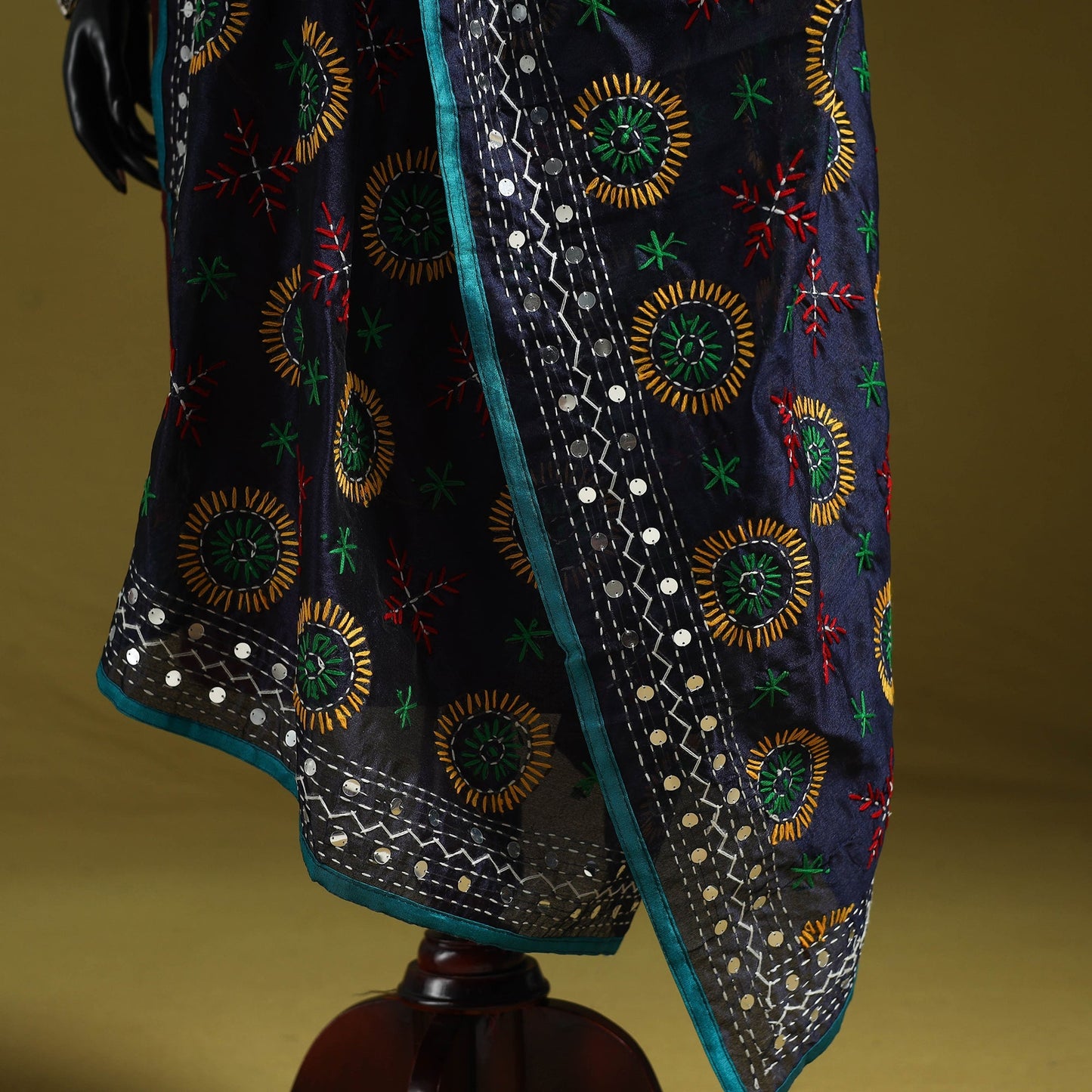 Ranihati chapa work chanderi silk hand embroidery dupatta