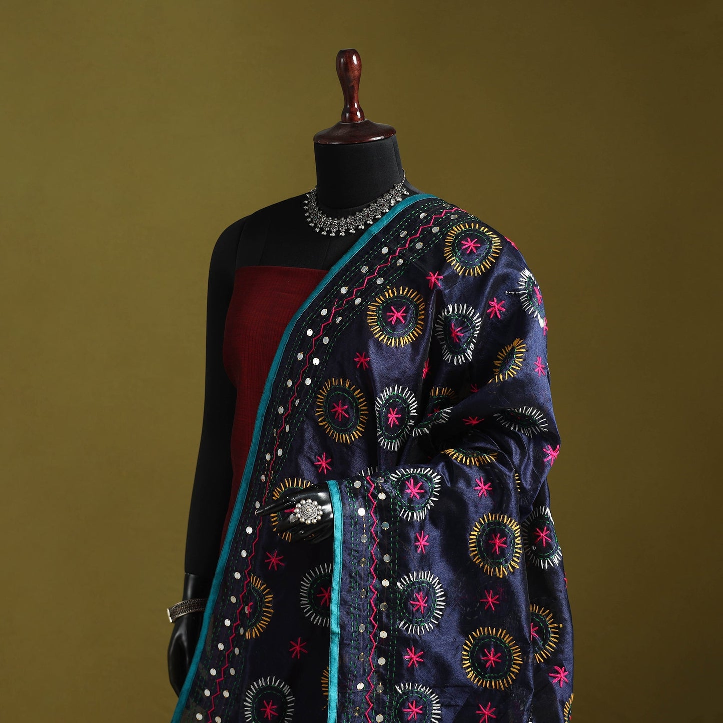 Ranihati chapa work chanderi silk hand embroidery dupatta