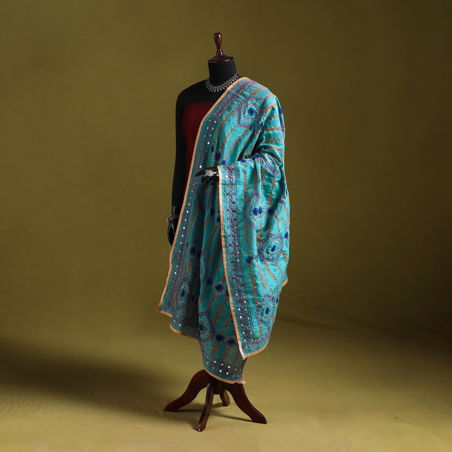 Ranihati chapa work chanderi silk hand embroidery dupatta