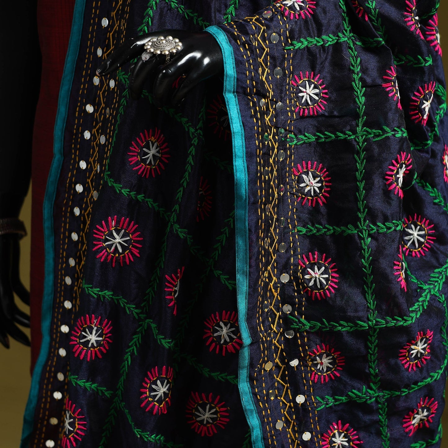 Ranihati chapa work chanderi silk hand embroidery dupatta