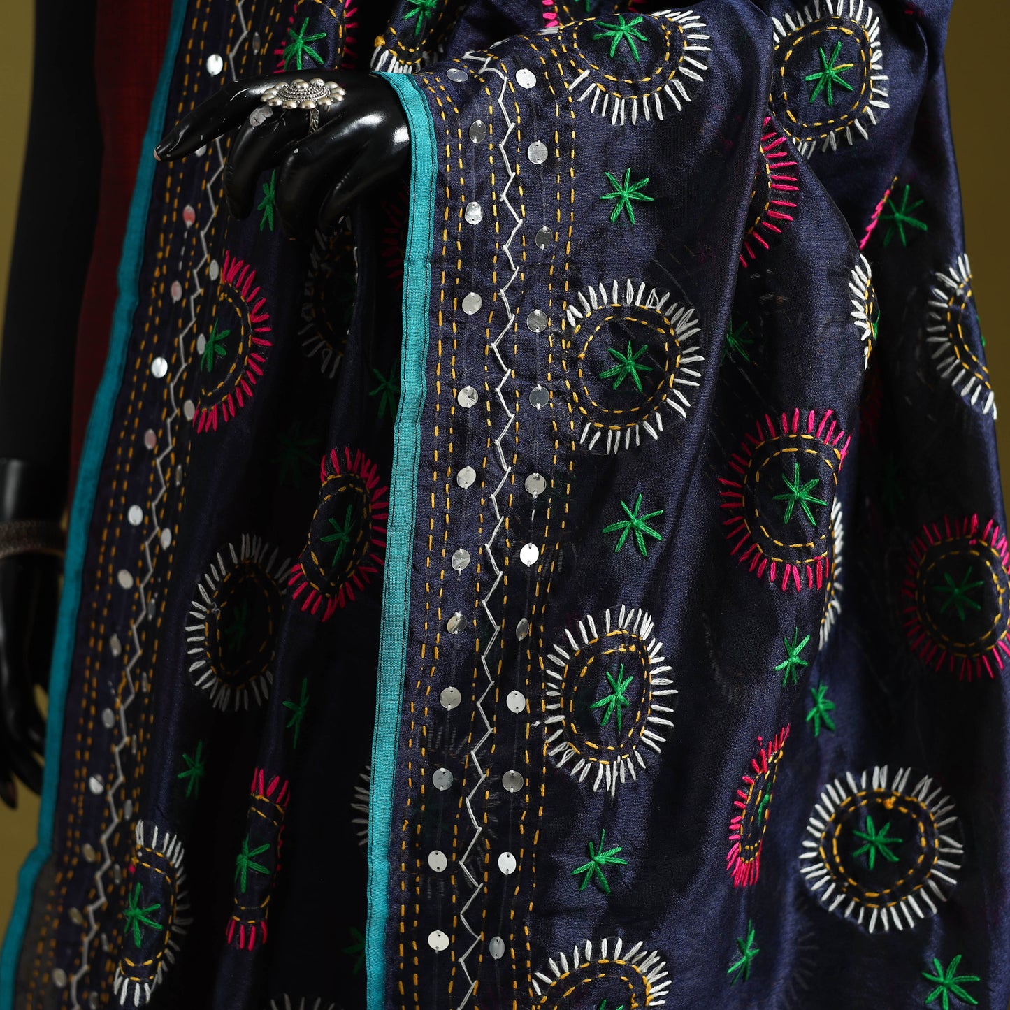 Ranihati chapa work chanderi silk hand embroidery dupatta