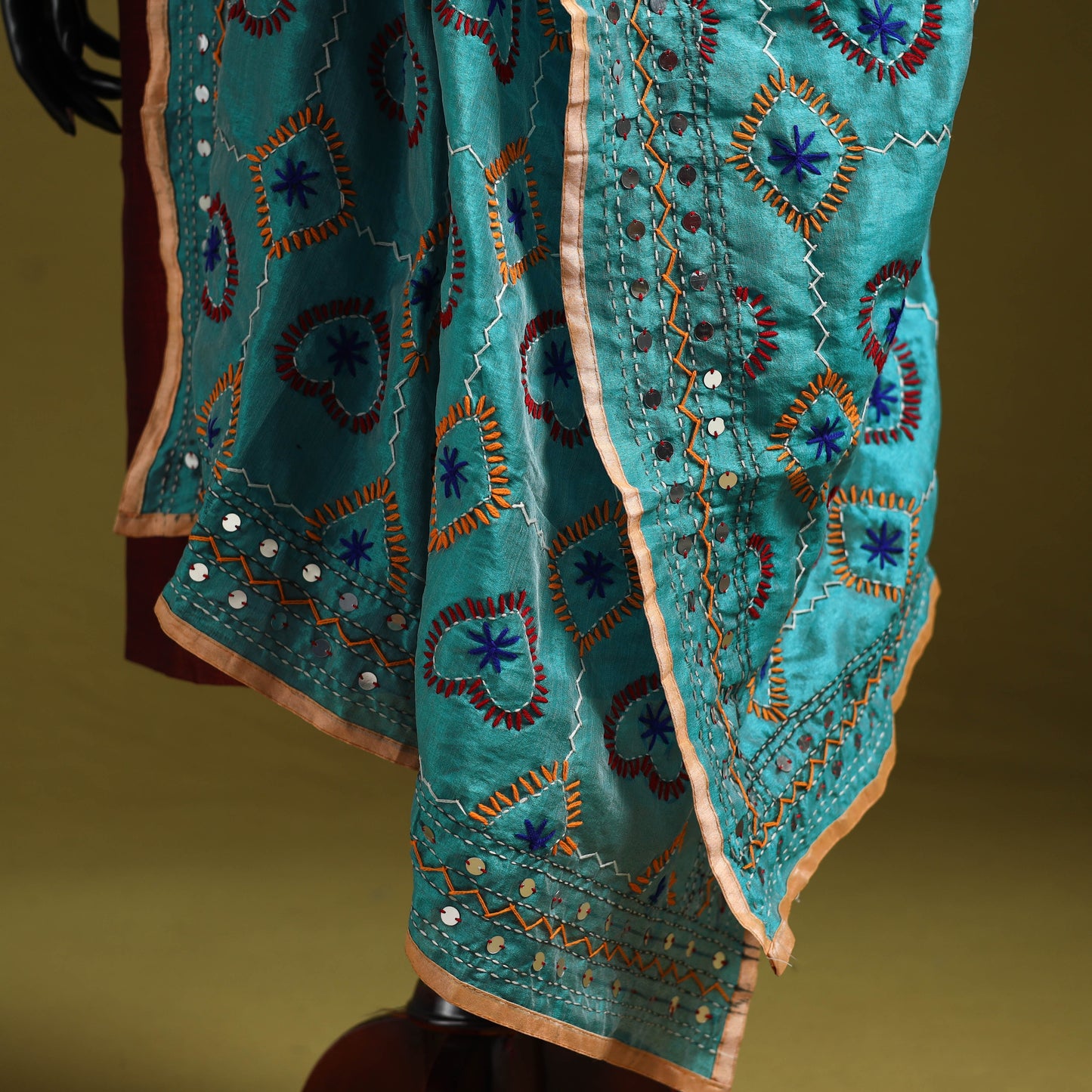 Ranihati chapa work chanderi silk hand embroidery dupatta