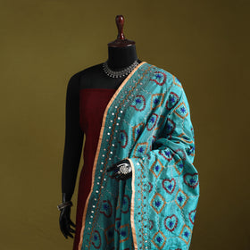 Ranihati chapa work chanderi silk hand embroidery dupatta