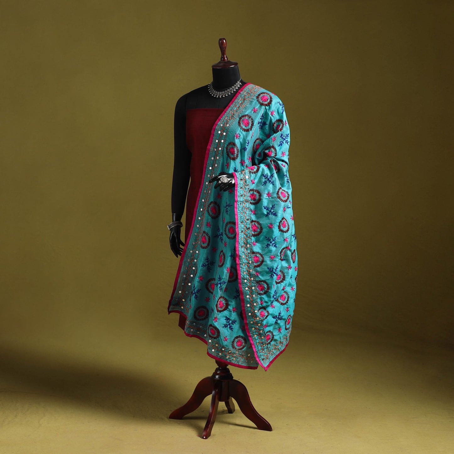 Ranihati chapa work chanderi silk hand embroidery dupatta
