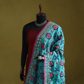 Ranihati chapa work chanderi silk hand embroidery dupatta