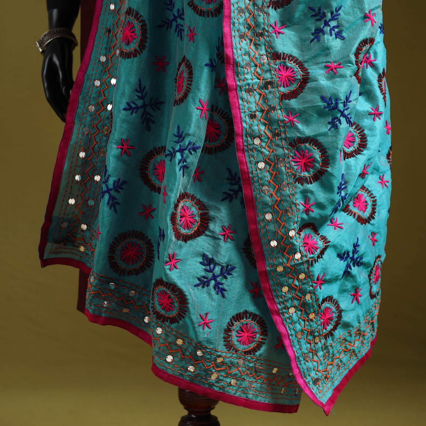 Ranihati chapa work chanderi silk hand embroidery dupatta