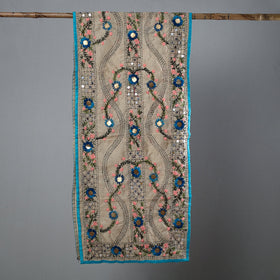 Blue Ranihati Chapa Work Embroidery Chanderi Silk Stole
