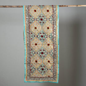 Blue Ranihati Chapa Work Embroidery Chanderi Silk Stole