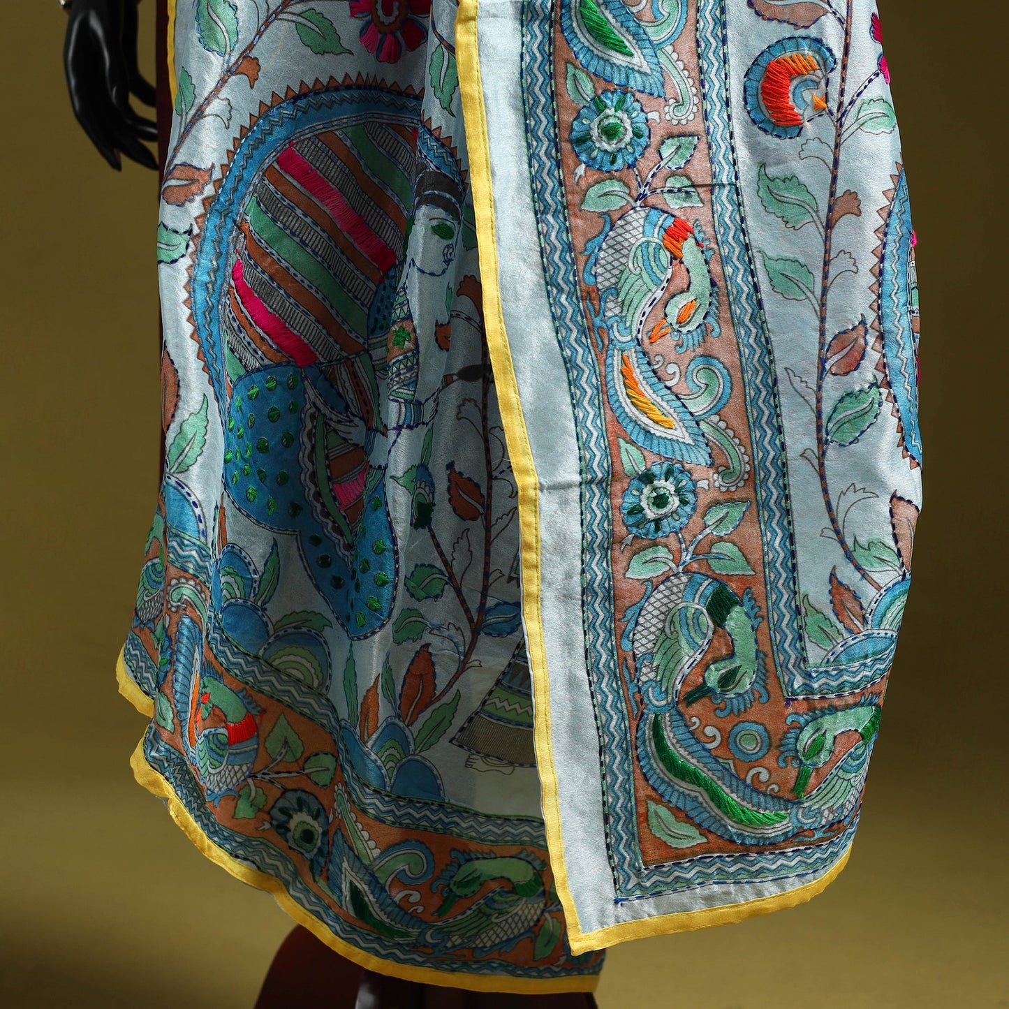 Ranihati madhubani chapa work chanderi silk hand embroidery