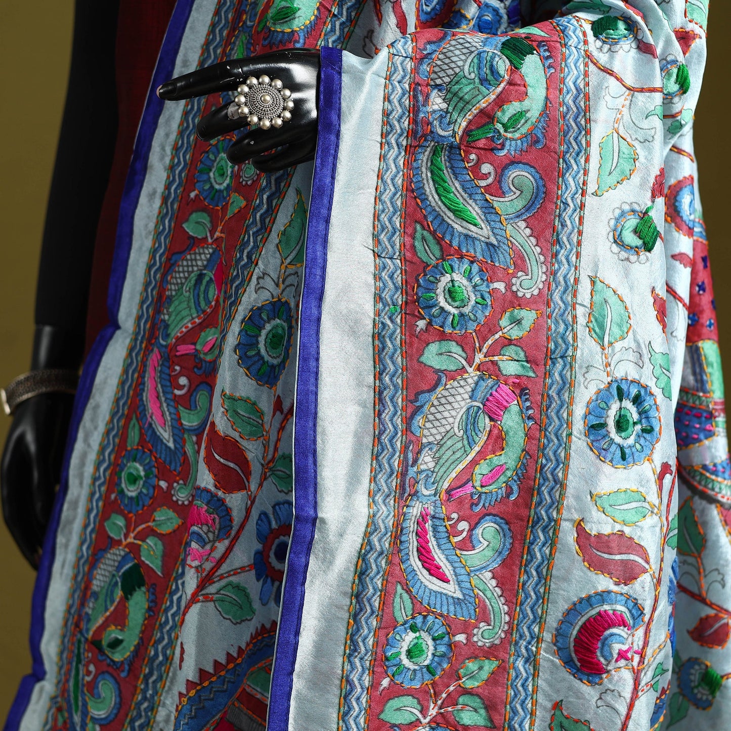 Ranihati madhubani chapa work chanderi silk hand embroidery