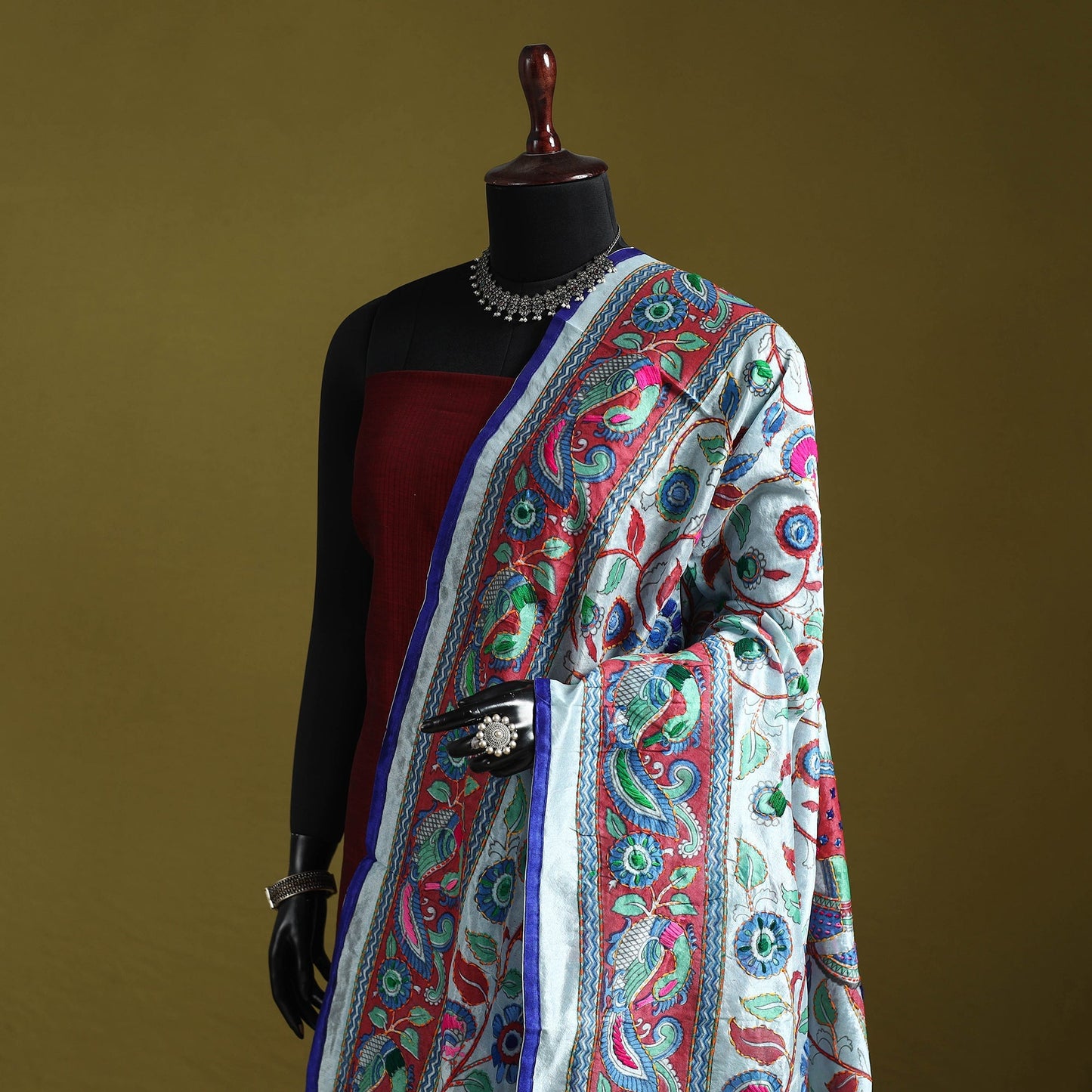 Ranihati madhubani chapa work chanderi silk hand embroidery