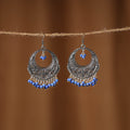 Blue Rasha German Silver Beaded Earrings 