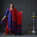 Blue & red phulia jamdani silk kurta with palazzo dupatta