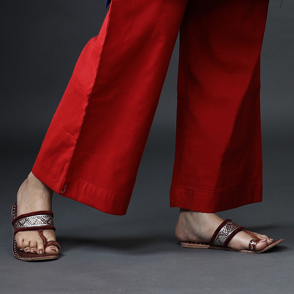 Blue & red phulia jamdani silk kurta with palazzo dupatta