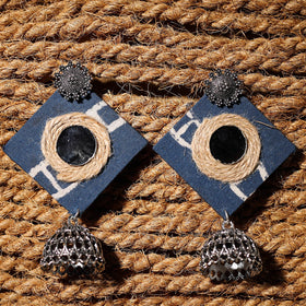Blue - reem handcrafted gs fabart jhumki earrings