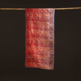 Blue - reversible silk bengal hand kantha stitch stole 127