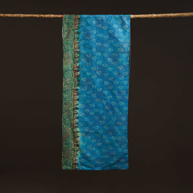 Blue - reversible silk bengal hand kantha stitch stole 142