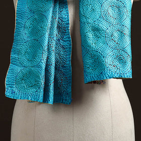 Blue - reversible silk bengal hand kantha stitch stole 144