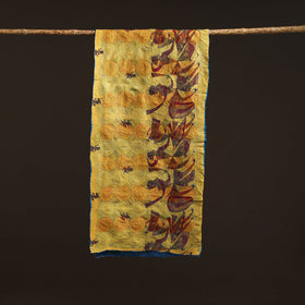 Blue - reversible silk bengal hand kantha stitch stole 156