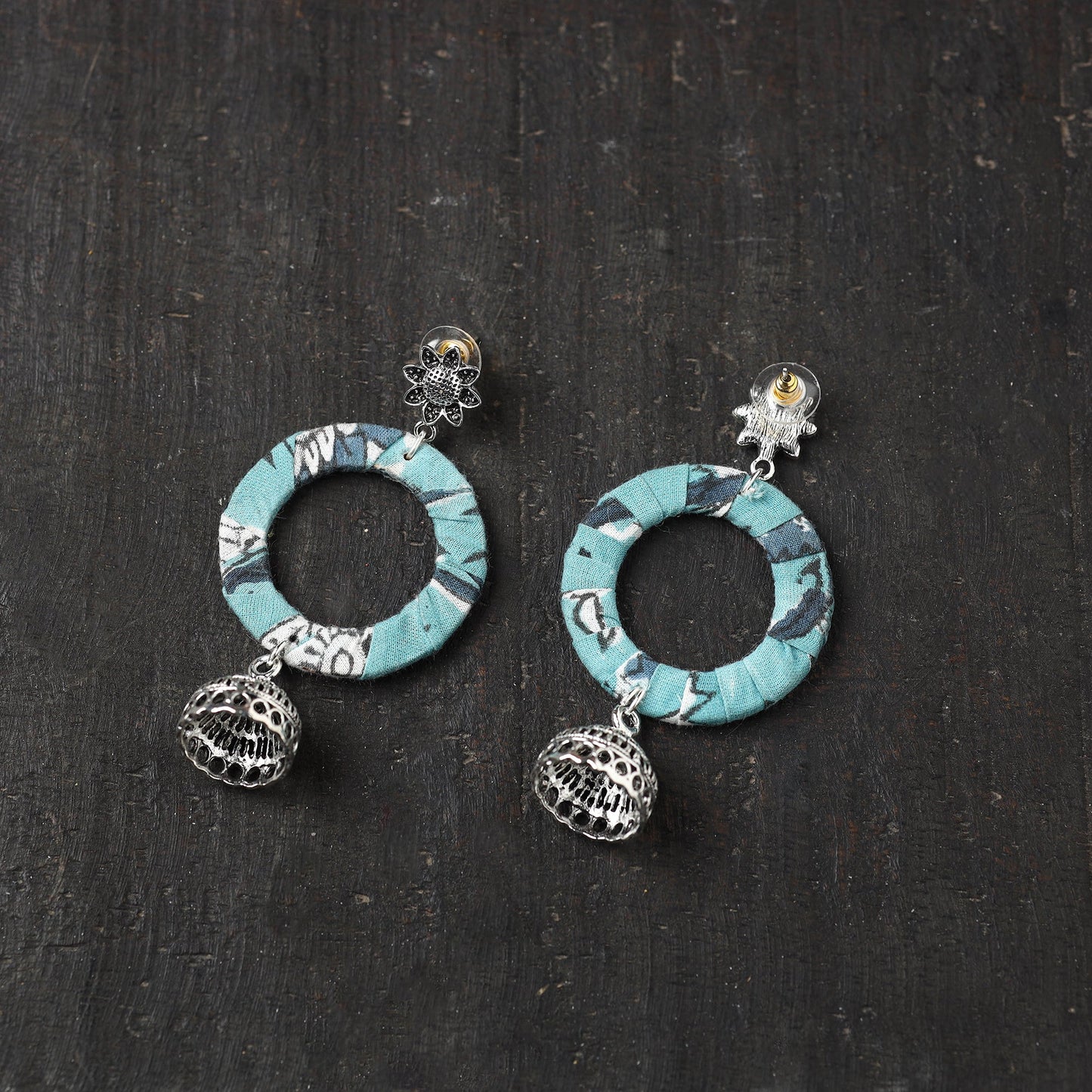Blue Roshni GS Fabart Handmade Earrings