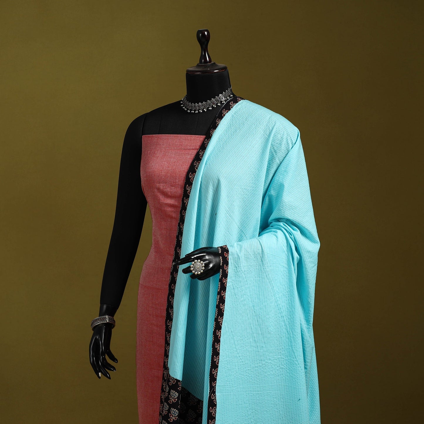 Running stitch with patchwork cotton dupatta 20