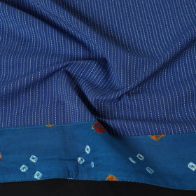 Blue Running Stitch Plain Cotton Blouse Piece