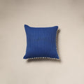 Running stitch plain cotton cushion cover 06 - handcrafted