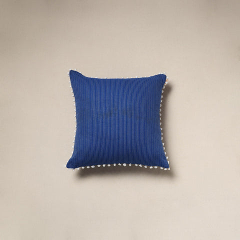 Running stitch plain cotton cushion cover 06 - handcrafted