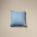 Running stitch plain cotton cushion cover 10 - handcrafted