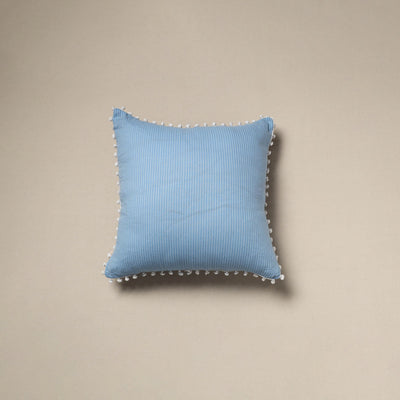 Running stitch plain cotton cushion cover 10 - handcrafted