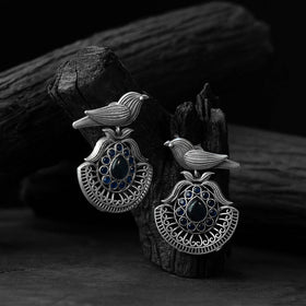 Blue - saanjh bela bird motif oxidised earrings