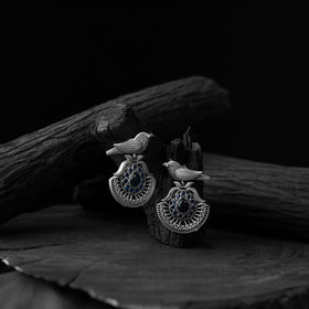 Blue - saanjh bela bird motif oxidised earrings