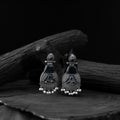 Blue - saanjh bela blossom oxidised earrings - handcrafted