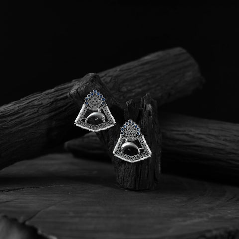 Blue - saanjh bela dolphin oxidised earrings - handcrafted
