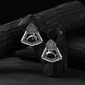 Blue - saanjh bela dolphin oxidised earrings - handcrafted