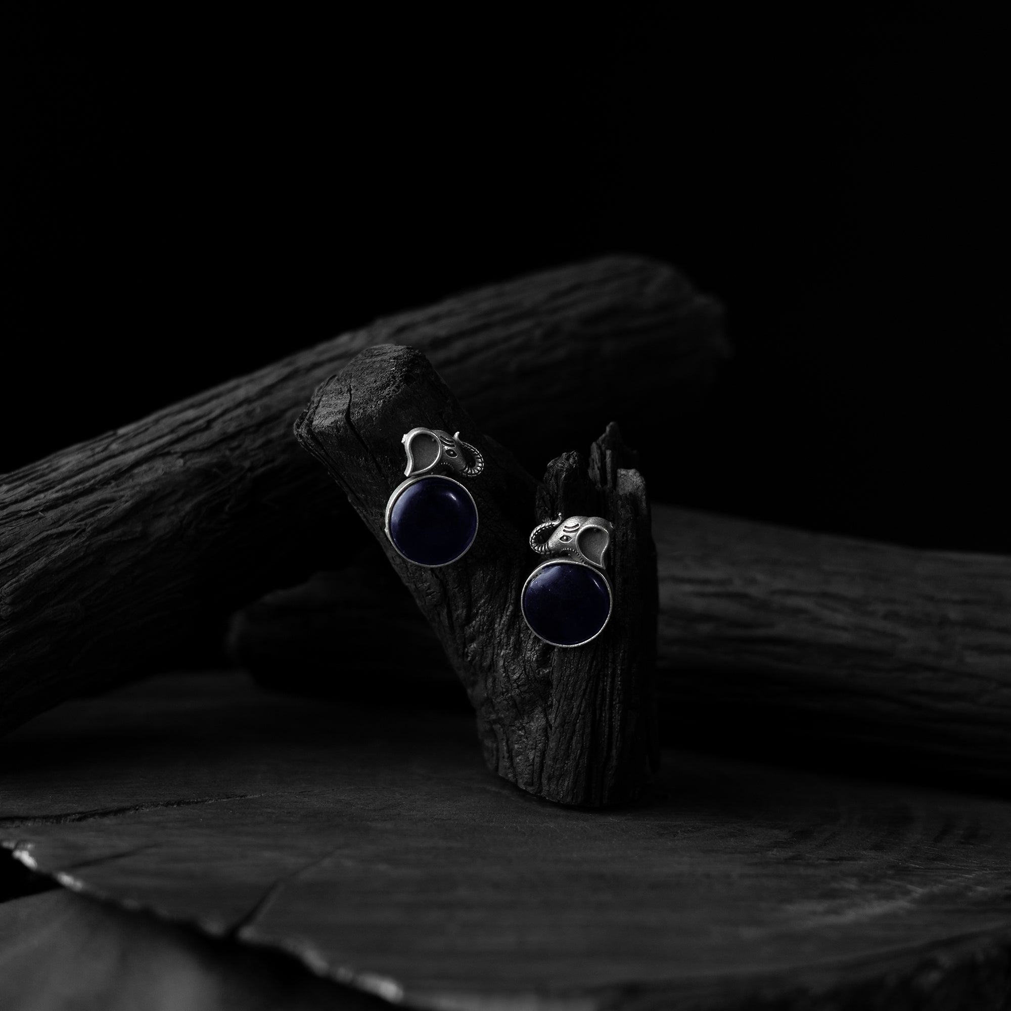 Blue - Saanjh Bela Square Oxidised Jhumka Earrings