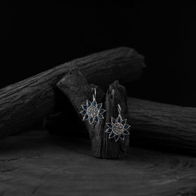 Blue - saanjh bela flower oxidised drop earrings