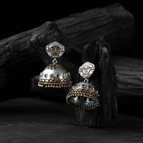 Blue - saanjh bela goddess durga oxidised jhumka earrings