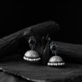 Blue - saanjh bela leaves oxidised jhumka earrings