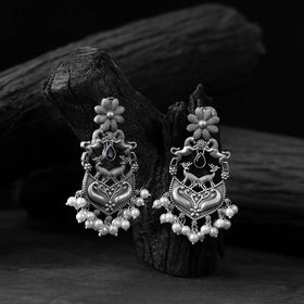 Blue - saanjh bela lion motifs oxidised earrings
