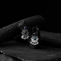Blue - saanjh bela lotus oxidised earrings - handcrafted