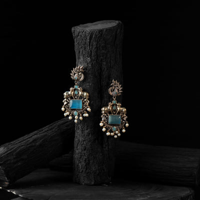 Blue - saanjh bela nandi chandbali oxidised earrings