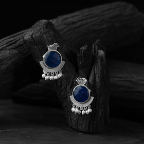 Blue - saanjh bela sparrow oxidised earrings - handcrafted