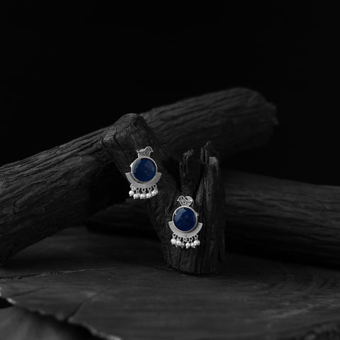 Blue - saanjh bela sparrow oxidised earrings - handcrafted
