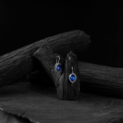 Blue - saanjh bela stone oxidised drop earrings